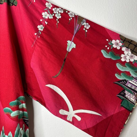 Made In Japan Red Floral Pagoda Multicolor Japanese Kimono and Matching Belt OS - Picture 9 of 15